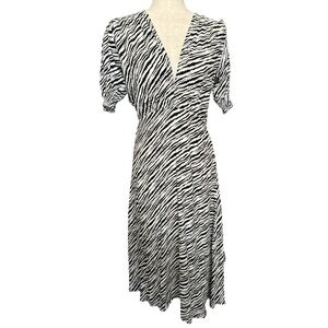 SALE! Faithfull the Brand Zebra print V Neck Midi Dress Size 2